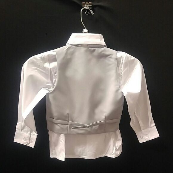BOY'S SILVER VEST& SHIRT- TIE COMBO BY VANGOGH - Picture 2 of 6